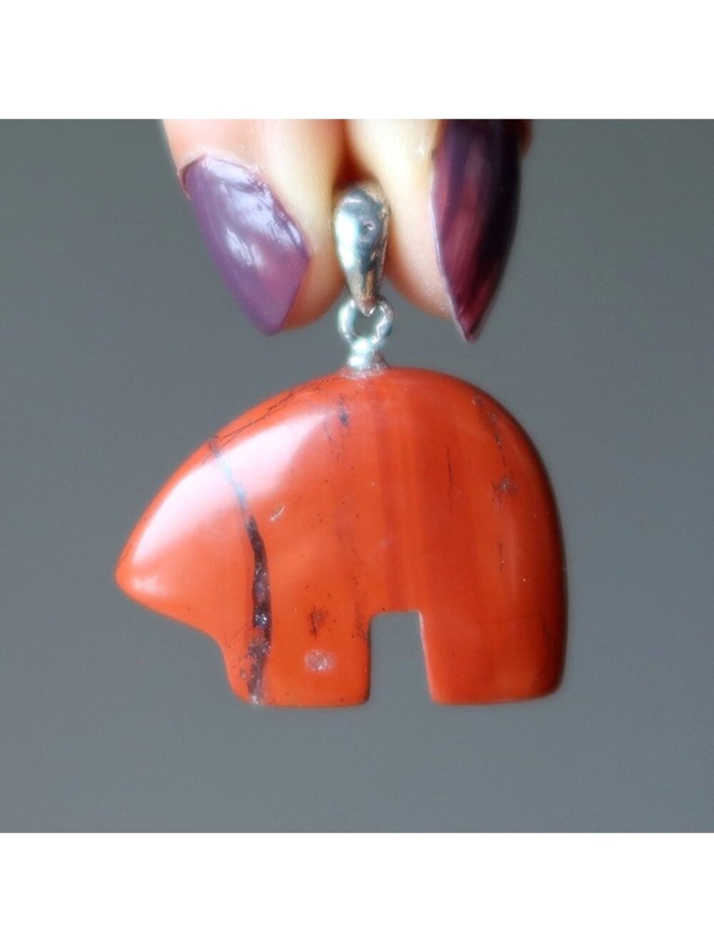 Red Jasper Pendant Bear Power Stone Animal Charm Crystal Amulet Gemstone